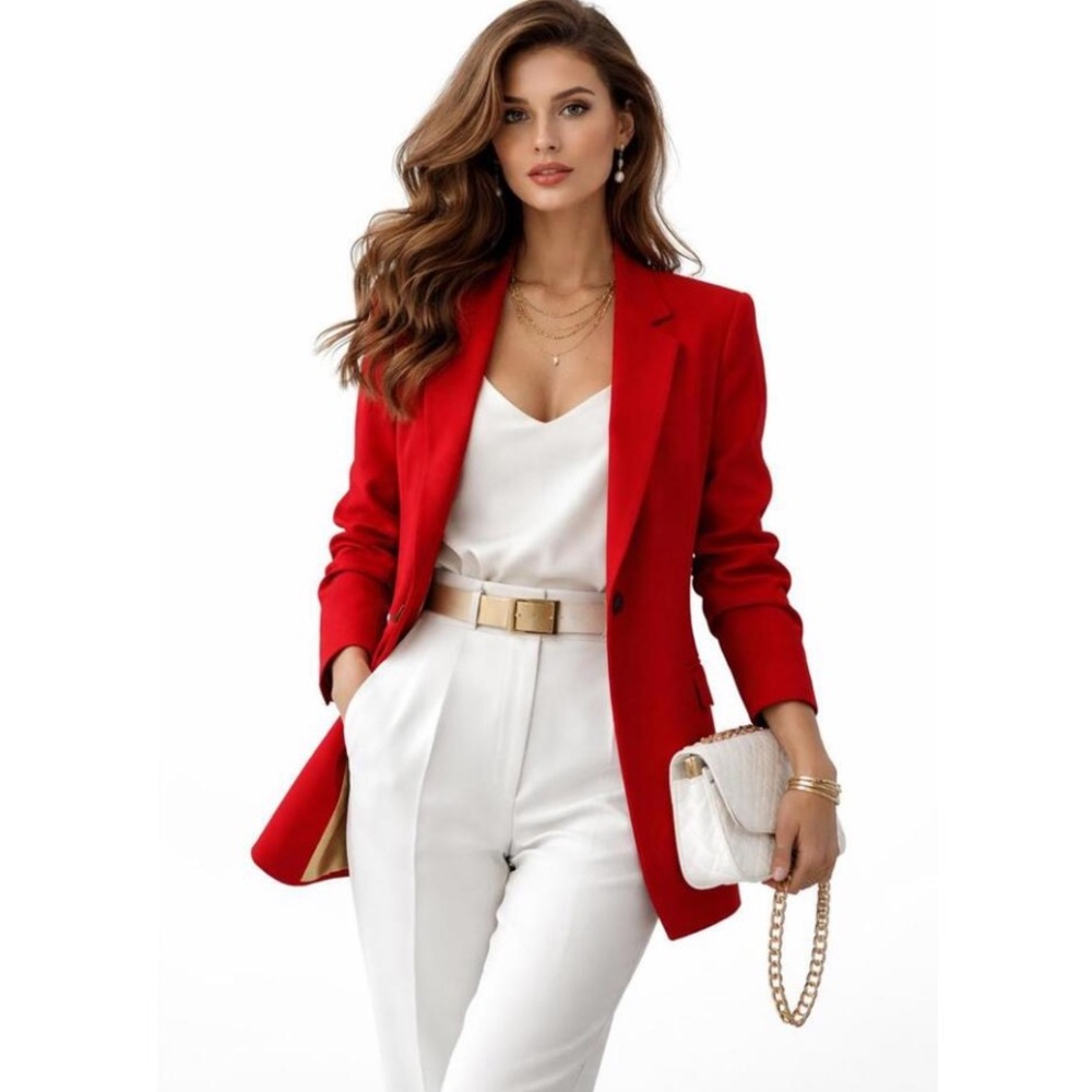 Prestige of Boston Vintage 80’s classic, professional pure wool lined red blazer